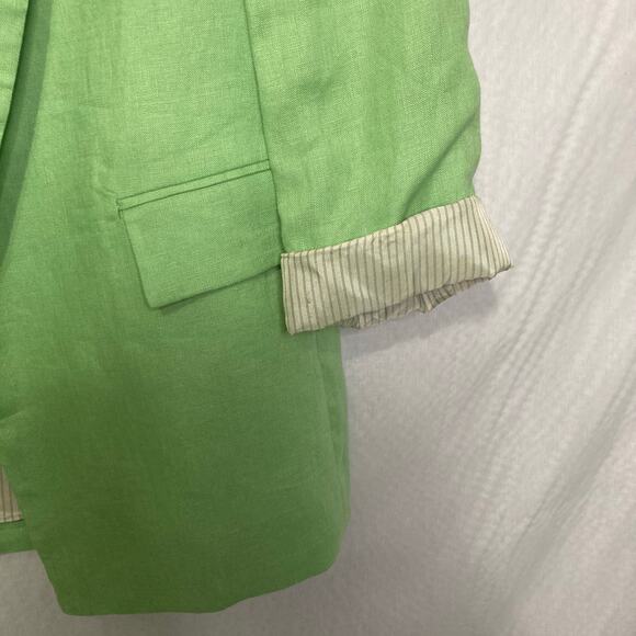 Zara Size Extra Small Green Linen Blend Open Blazer - Picture 6 of 8